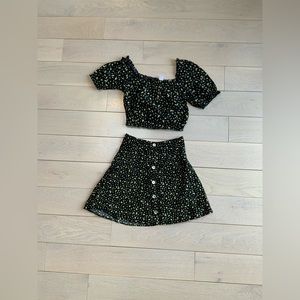 Black Floral H&M Two Piece Skirt Set